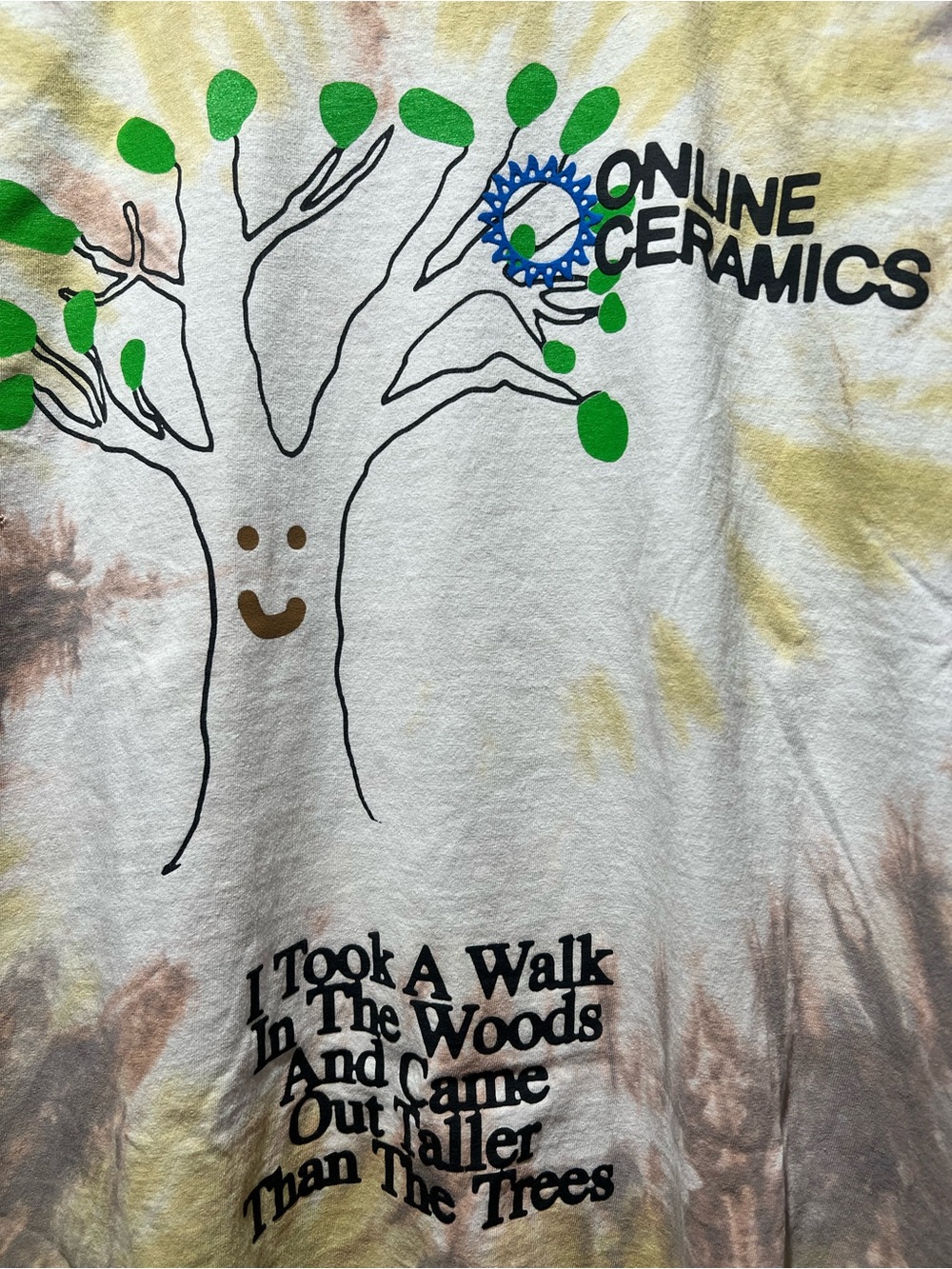 Online Ceramics Tie-Dye Tree Graphic Tee - Green & Yellow - Size Small - Picture 3 of 6